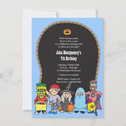 Birthday Halloween Costume Party Invitation Kaart (Voorkant)