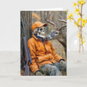 Birthday Halloween Hunter Skeleton With a Buck Kaart (Gele Bloem)