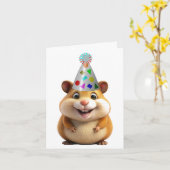 Birthday Hamster Wenskaart Kaart (Gele Bloem)