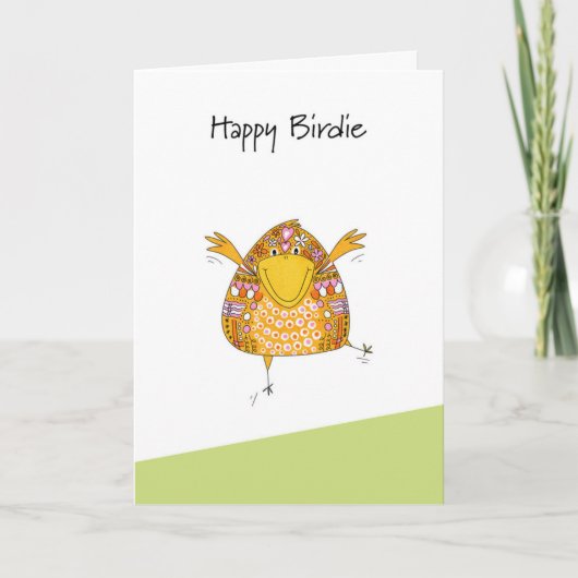 Birthday Happy Birdie Feestdagen Kaart (Voorkant)
