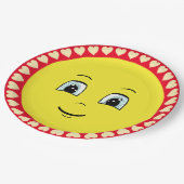 Birthday Happy Sun Face & Hearts Papieren Bordje (Gekanteld)