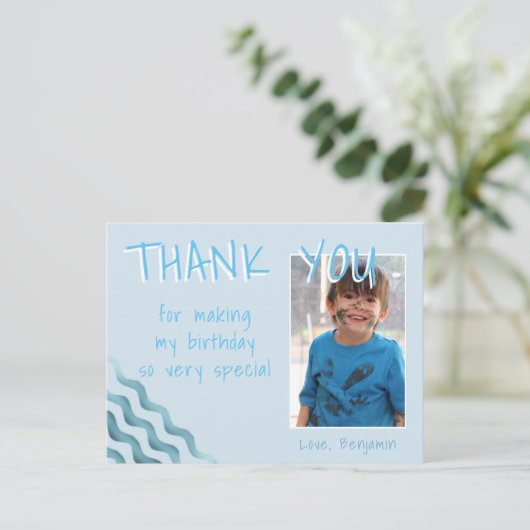 Birthday Hartelijk dank Foto-kaart voor boys Waves Briefkaart (Staand voorkant)