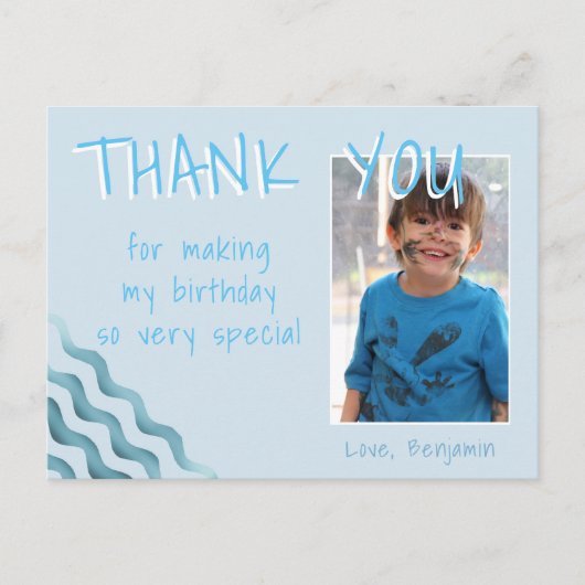 Birthday Hartelijk dank Foto-kaart voor boys Waves Briefkaart (Voorkant)