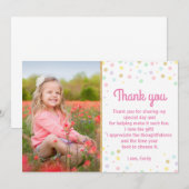 Birthday Hartelijk dank voor de fotokaart Roze Gol Bedankkaart (Voorkant / Achterkant)