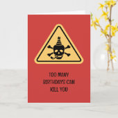 Birthday hazard caution sign punny birthday card kaart (Gele Bloem)