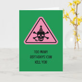 Birthday hazard caution sign punny birthday card kaart (Gele Bloem)