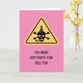 Birthday hazard caution sign punny birthday card kaart (Gele Bloem)