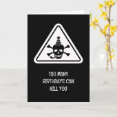 Birthday hazard caution sign punny birthday card kaart (Gele Bloem)