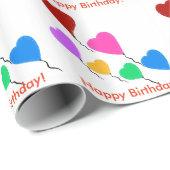 Birthday Heart-ballonnen Cadeaupapier (Rol Hoek)