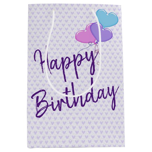 Birthday Hearts Medium Cadeauzakje (Voorkant)