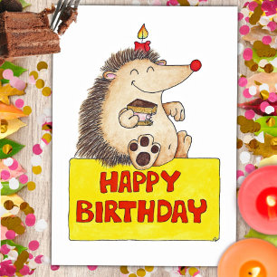 BIRTHDAY HEDGEHOG postcard by Nicole Janes Briefkaart