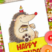 BIRTHDAY HEDGEHOG postcard by Nicole Janes Briefkaart