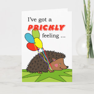 Birthday, Hedgehog With Balloons, Prickly Feeling Kaart