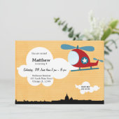 Birthday-helikopter (Oranje) Kaart (Staand voorkant)