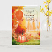 Birthday Herfst Season Autumn Pumpkin and Balloon Kaart (Gele Bloem)