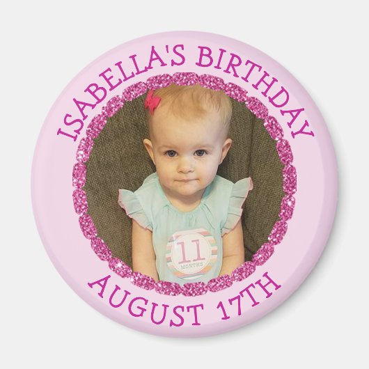 Birthday Herinder Gepersonaliseerde Foto Magnet (Voorkant)