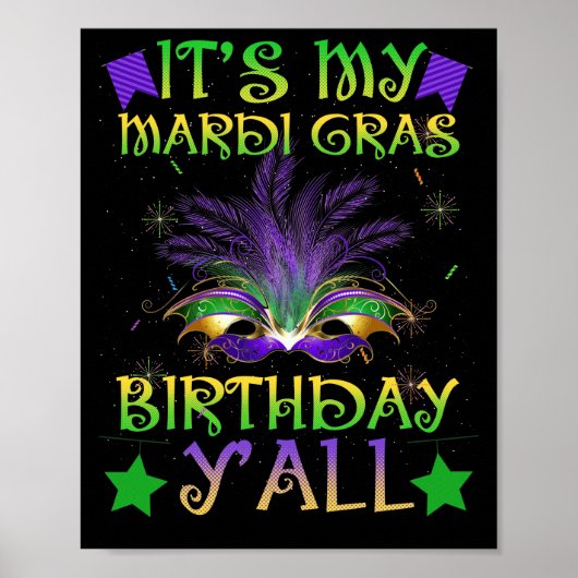 Birthday Het is mijn Mardi Gras Birthday Y Poster (Voorkant)