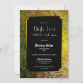 Birthday High Tea Black en Gold Party Kaart (Voorkant)