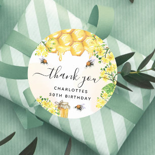 Birthday hommels florale honing bedankt ronde sticker