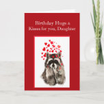 Birthday Hugs & Kisses Daughter Cute Raccoon Anima Kaart<br><div class="desc">Birthday Hugs & Kisses Daughter Cute Raccoon Animal</div>