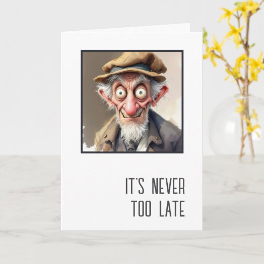 Birthday Humor Crazy Old Man  Kaart (Gele Bloem)