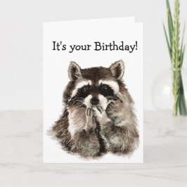 Birthday Humor Cute Raccoon Animal Art Kaart
