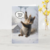 Birthday Humor Squirrel on an Icicle Kaart (Gele Bloem)