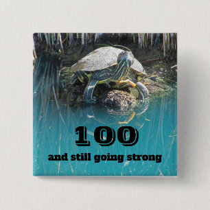 Birthday Humor Turtle Photo Milestone Birthday Vierkante Button 5,1 Cm