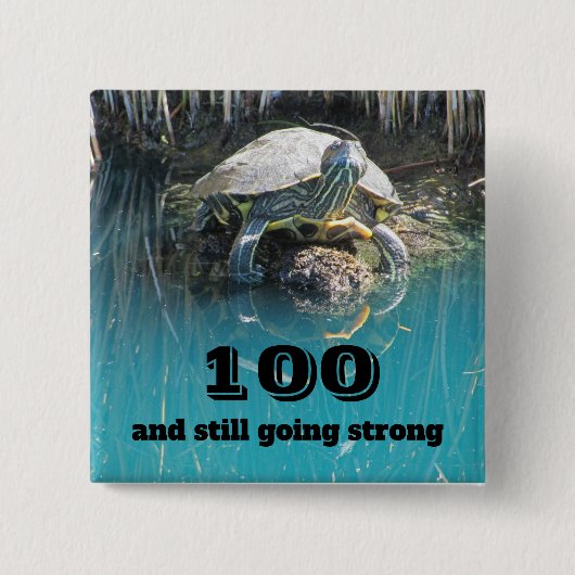 Birthday Humor Turtle Photo Milestone Birthday Vierkante Button 5,1 Cm (Voorkant)