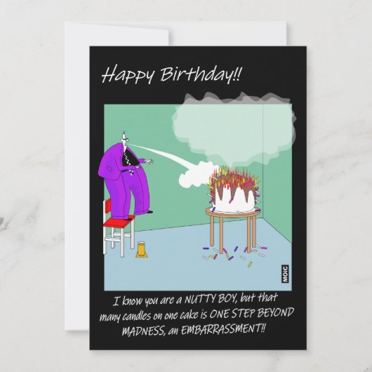 Birthday humour card for a Madness, Two tone fan (Voorkant)