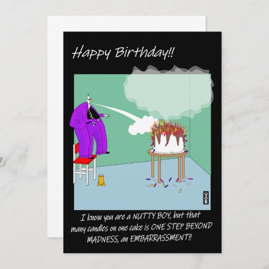 Birthday humour card for a Madness, Two tone fan (Voorkant / Achterkant)