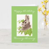 Birthday Hunny Bunny, Cute Rabbit Kaart (Gele Bloem)