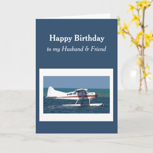 Birthday Husband Friend Small Struik Plane Kaart (Gele Bloem)