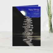 Birthday, Husband, Ship with Sails, Night Kaart (Voorkant)