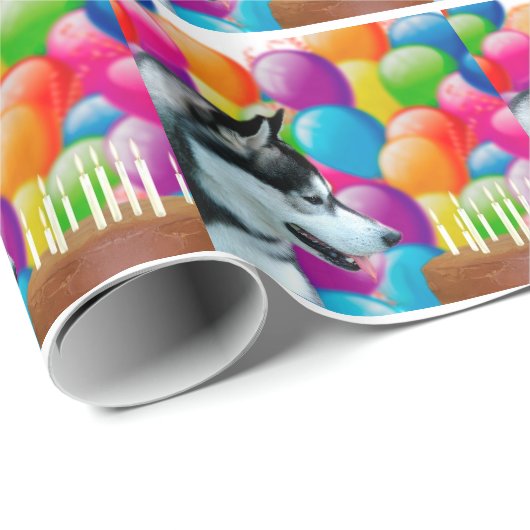 Birthday Husky Cadeaupapier (Rol Hoek)