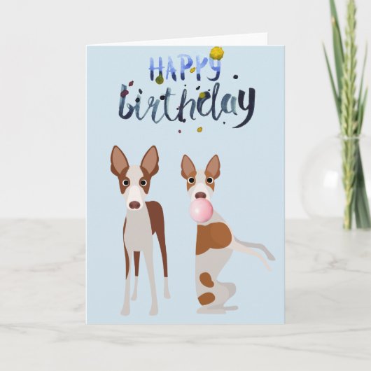 Birthday Ibizan Hound Dog Animal Bubble Gum Kaart (Voorkant)