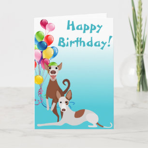 Birthday Ibizan Hound Dog Animal met ballonnen Kaart