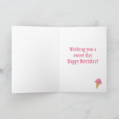 Birthday Ice Cream Cone Flowers Wenskaart Kaart (Binnen)