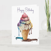 Birthday Ice Cream Cone Kaart (Voorkant)