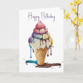 Birthday Ice Cream Cone Kaart (Gele Bloem)