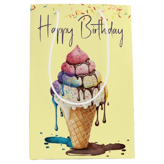 Birthday Ice Cream Cone Medium Cadeauzakje (Voorkant)