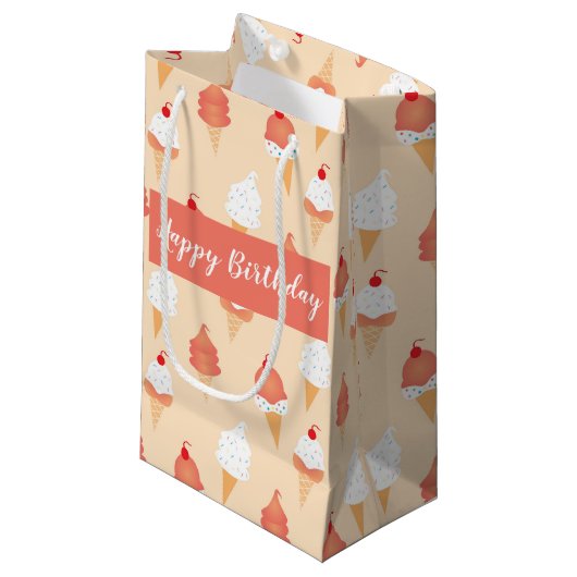 Birthday Ice Cream Cone with Sprinkles Pattern Klein Cadeauzakje (Voorkant Gekanteld)