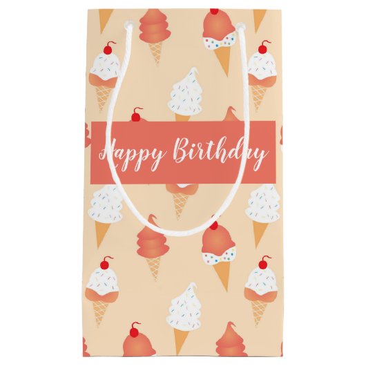 Birthday Ice Cream Cone with Sprinkles Pattern Klein Cadeauzakje (Voorkant)
