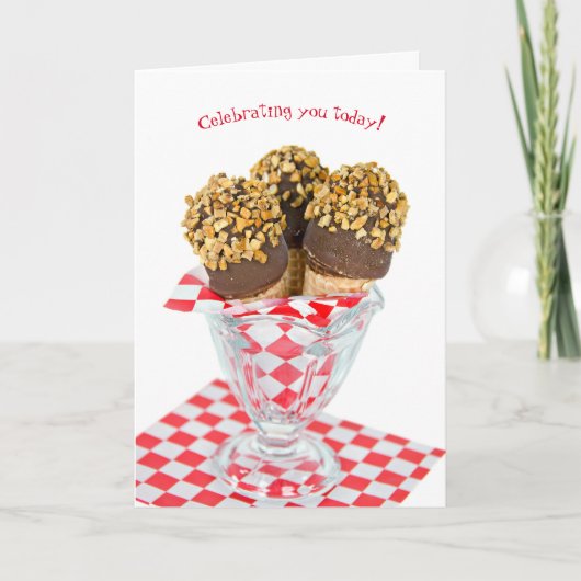 Birthday ijstrommels in glas kaart (Voorkant)