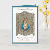 Birthday Immaculate Heart Virgin Mary Religious Kaart (Gele Bloem)