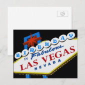 BIRTHDAY IN Fabulous Las Vegas Briefkaart BLUE (Voorkant / Achterkant)
