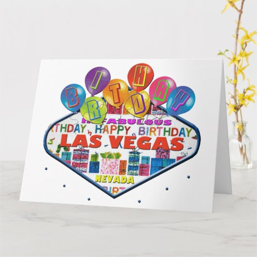 BIRTHDAY IN FABULOUS LAS VEGAS KAART (Gele Bloem)