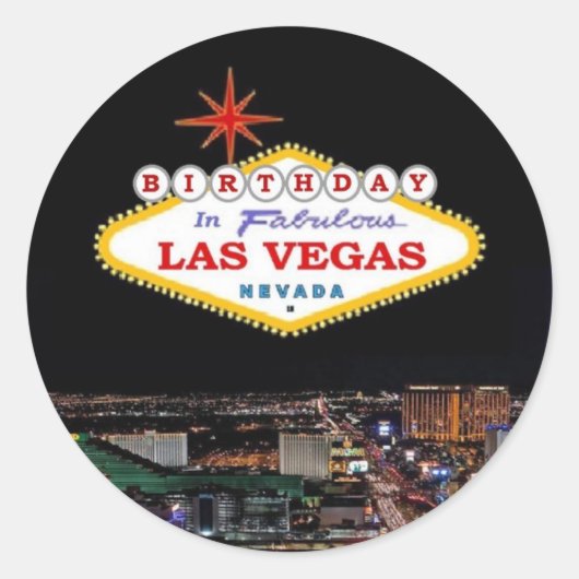 BIRTHDAY in Fabulous Las Vegas Sticker (Voorkant)