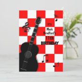 Birthday INSERT Name/age Guitar, Red/White/Black Kaart (Staand voorkant)