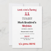 Birthday INSERT Name/age Guitar, Red/White/Black Kaart (Achterkant)